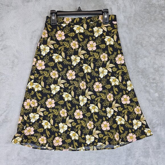 LOFT Dresses & Skirts - LOFT Skirt Womens 00 Black Floral A Line Knee Length Casual Office Wear